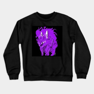 esquilax rabbit hunger of fire ecopop kaiju beast art in black purple Crewneck Sweatshirt